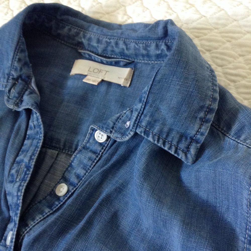 LOFT Blue chambray tunic dress